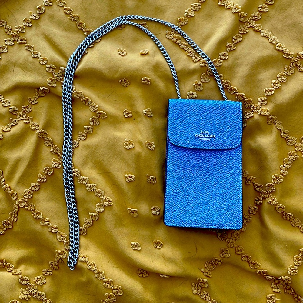 Coach Blue Leather Crossbody Phone Pouch